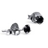 Black Round CZ Stud Earrings - 925 Sterling Silver -