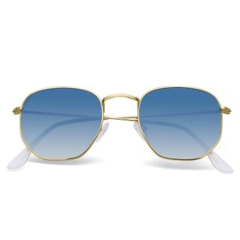 YWWPMDOF Polarized Sunglasses for Womens Men Trendy Square Hexagonal Flat Mirrored Sun Glasses UV Protection