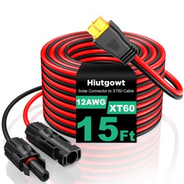 Hiutgowt 12AWG XT60 Solar Cable 15FT, Solar to XT60 Charging Cable 3 10 20 25 30 40 50FT, Solar Connector to XT60 Connector Adapter Cable, XT60 Extension Cable for Portable Power Station - 15Ft