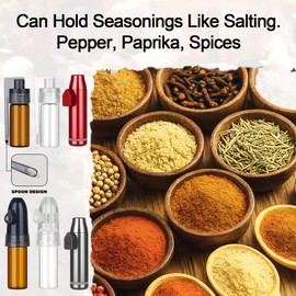 Portable Kitchen Metal Spice Dispenser Leak-proof Metal Spice Bottle Mini Kitchen Spice Set Sealed Storage Container Portable Pepper Set for Spices during Travel and Outdoor Camping