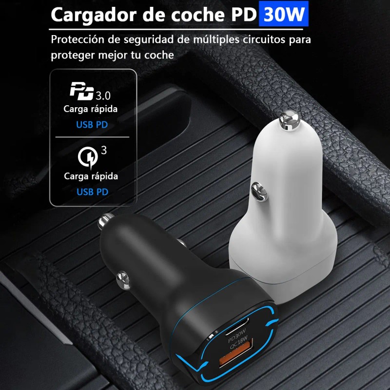 48w Cargador Auto Carga Rápida Y 30w Cargador Carga Rápida