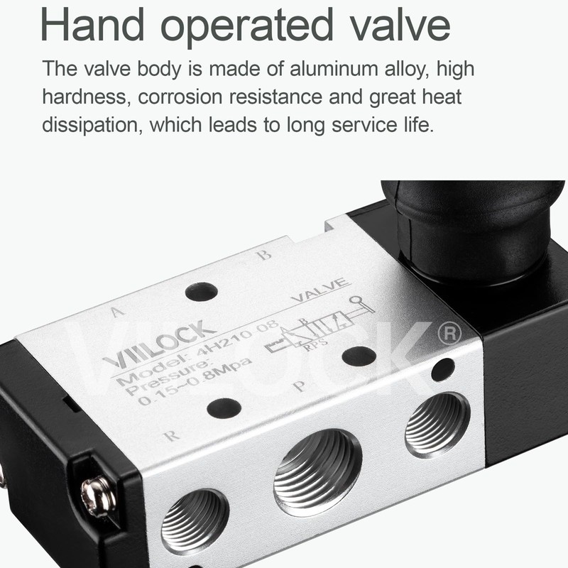 VIILOCK Pneumatic Air Hand Lever Valve, 5 Way 2 Position