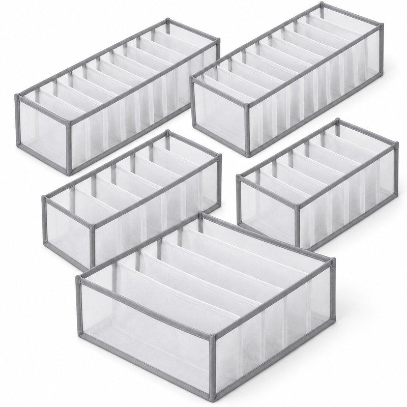 5-Pack Foldable Drawer Organizers for Underwear & Bras – Lightweight