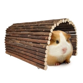 AGGQQA Guinea Pig Hideout Rabbit Hide Pet Rat Cage Accessories Extra Large Wooden House Tunnel Hut Hideaway for Bunny Tortoise Hedgehog Small Animal Hamster Ferret and Chinchilla