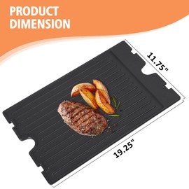 2-in-1 Reversible 19.25” x 11.75” Pre-Seasoned Cast Iron Cooking Griddle for Regal/Imperial Models Grill 11239, Flat Griddle Top Plate for Gas Stove/Charcoal/Electric/Propane/Gas Grill