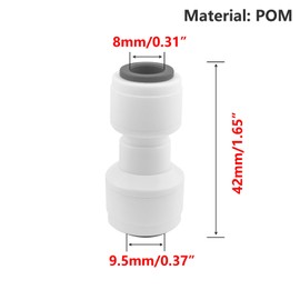 Qrity 1 PCS Pushfit Fittings, 3/8"- 5/16" Straight Quick Connect, for Water Filter Dispensers and Reverse Osmosis