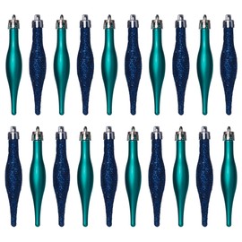 20 x Christmas Tree Tear Drop Droplet Baubles Decorations -Plastic, Kingfisher Teal Blue