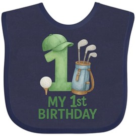 inktastic Golf Themed My 1st Birthday Baby Bib Navy Blue 46c16