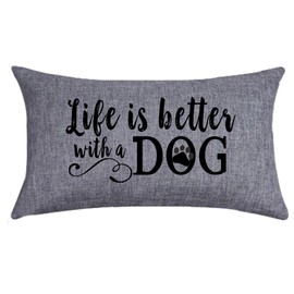 NIDITW Nice Gift with Inspirational Words Life is Better with A Dog Waist Lumbar Throw Pillow case Cushion Cover Pillowcase for Sofa Home Decorative Rectangle 12"X 20"