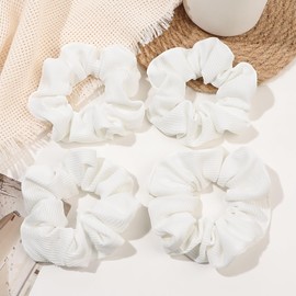Hair Scrunchies for Women - Hair Ties No Damage Both for Thick Hair or Thin Hair Curl Hair No Crease White Scrunchies Ponytail Holder No Hurt Your Hair