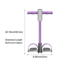 Sit Up Belt Pedal Tensioner, Tension Rope Pull Up Pilate Foot Pedal, 6-Tube Elastic Yoga Pedal Puller Resistance Band, Tension Rope for Sit Up, Yoga Waist Arm Leg Stretch Training(Purple)