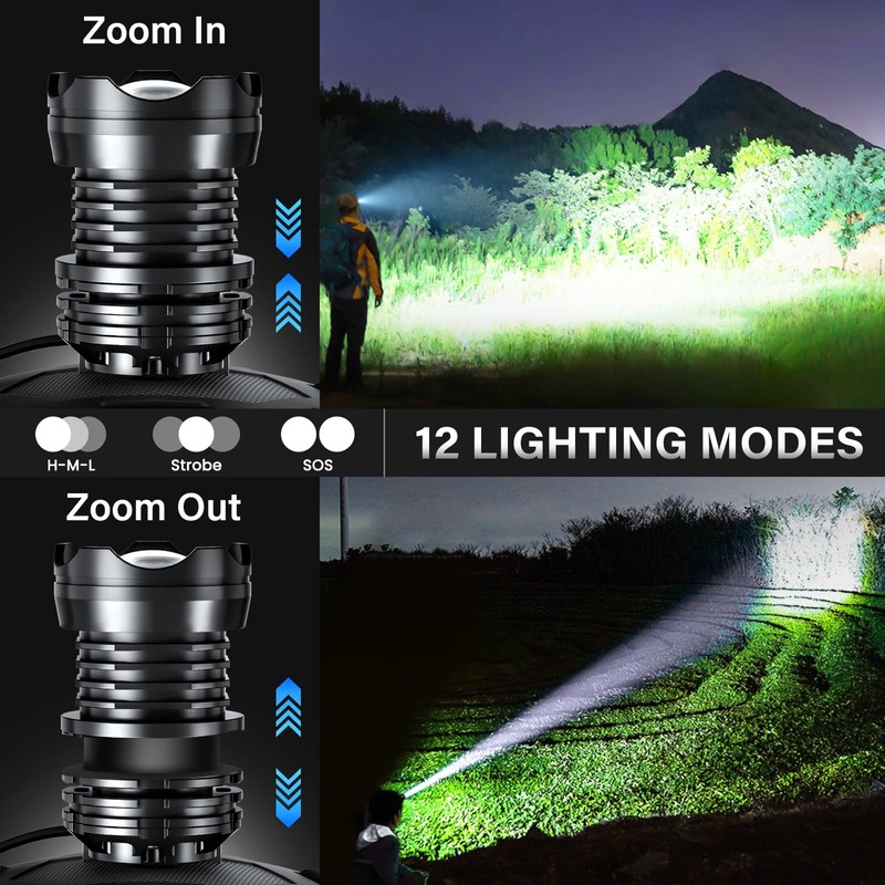 AKNEAR Rechargeable LED Headlamp Super Bright, 99000 High Lumens Head