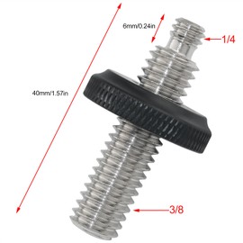 LUORNG 1 Set 1/4 to 3/8 Male to Male Screw Adapter Kit with Adjustable Nut Screw Rod with Locking Nut Photography Accessory Camera Tripod Center Shaft Gimbal Adapter Aluminum Alloy