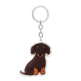 AMOR SPES Dachshund Key Chain Dogs Key Ring for Women Men Family Friends Love Pets (brown)