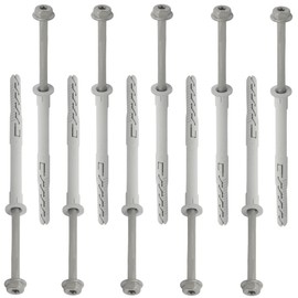 AERZETIX - C67139 - Set of 10 Plastic Dowels Diameter 10 x 140 mm with Collar + 10 Self-Tapping Screws Diameter 7 x 150 mm with Collar and Hexagonal Head Star Shape TX40 - Concrete, Brick, Drilling,
