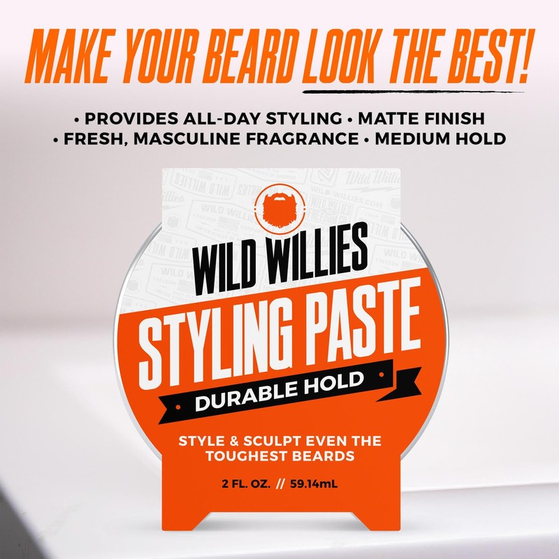 Wild Willies Beard Styling Paste - Men's Grooming Balm with