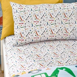 Catherine Lansfield Kids Digger Dreams Junior Fitted Sheet Blue