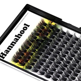 Hannahool Large Pack Wide Stem Cluster Eyelashes D Curl 10-20mm Available Handmade D Curl Wide Stem Individual False Eyelashes 5D Volume DIY Eye Lashes Extensions Beauty Tools (20mm)