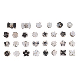 Sowaka 30 Pcs Pearl Brooch Button Rhinestone No Sew Removable Button Pins Small Replacement Brooch Pins for Women Clothing Sweater Dress Shirts Coat Shawl