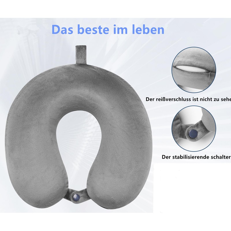 GDEOUP Travel Pillow 100% Pure Memory Foam Neck Pillow Airplane