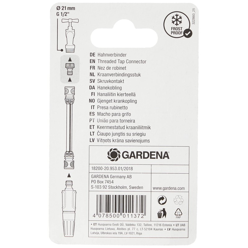GARDENA 18200-20 Faucet Connector 0.8 inches (21 mm) G 1/2