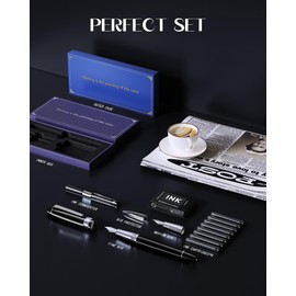 ZiYoMuo Luxury fountain pen,Smooth Writing Metal ink Pen with deluxe Gift Box,Hand Polished Medium Titanium Nib*2(Medium&Fine),Refillable Fountain Pen Ink Converter*2,Best Pen Gift Set for Men&Women