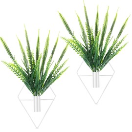 Canlierr 2 Pieces Wall Decor Hanging Planters with Artificial Plants Metal Hanging Vase Indoor Plants Holder Modern Boho Wall Art for Bathroom Bedroom Living Room Decor (White,Boston Fern)