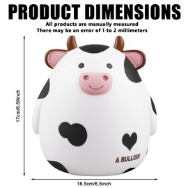 Cow Piggy Bank, Large, 17 x 16.5 cm, Animal Children's Money Box, White Money Box, Children's Gift, Suitable for Boys and Girls, Room Decoration, Birthday Gift, Mini Cute Piggy Bank