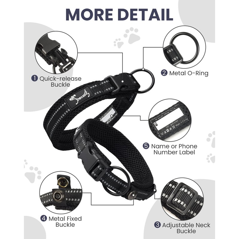 Kaka Mall Adjustable, Breathable, Reflective Nylon Dog Collar