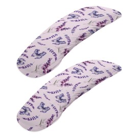 Wanzuoeng Butterfly Lavender Print Office Chair Arm Covers, Dust-Proof Elastic Office Chair Armrest Slipcovers Covers Set of 2, Home Decorations, Purple