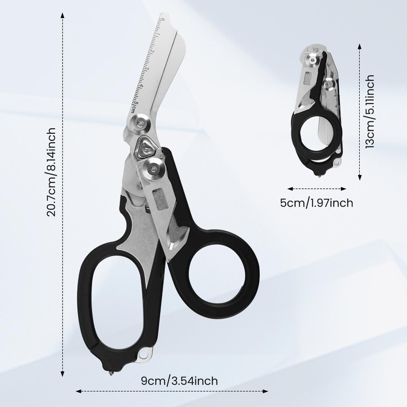 6in1 Trauma Shears, Stainless Steel Pocket Scissors Glass Breaker Emergency