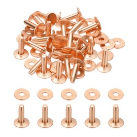 PATIKIL 9x3.3x12mm Leather Rivets and Burrs, 100 Sets Leather Rivets and Washers Copper Fastener Metal Studs Posts for Leather Craft, Belts, Wallets, Collars, DIY Crafts