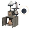 Cat Tree with Litter Box, Wood Litter Box Enclosure with
