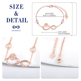 INFINIONLY Fashion Women Girls Sunflower Necklaces Bracelets and Earrings Elegant 925 Silver Jewellery Sets with Zirconia Infinity Symbol Necklaces Pendant Bracelet Stud Earrings Rose Gold, Silver