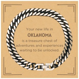Mother's Day Thoughtful Gifts for Friends, Stylish Cuban Link Chain Bracelet, Unique Gifts from Men for Oklahoma