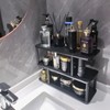 16" Cologne Organizer for Men, 3 Tier Wooden Perfume Stand,Black