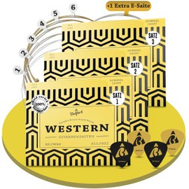 BELFORT® Guitar Strings for Western Guitar, Premium Phosphor Bronze (3 x 6 String Set) Western Guitar & Acoustic Guitar Bonus 4 Plectrums + Extra High Acoustic Electric String (Guitar Strings Acoustic