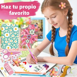 Juego de Álbum de Recortes para Niñas, Kit de Diario DIY,con Cuaderno, Pegatinas y Decorativos, Regalos de Cumpleaños y Navidadpara niños (Rosa)