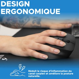 Bluestork - Ergonomic and Vertical Wireless Mouse, 800-2400 DPI 6 Buttons RGB LED Prevention Mouse Syndrome for Right Handed PC Mac - 2023