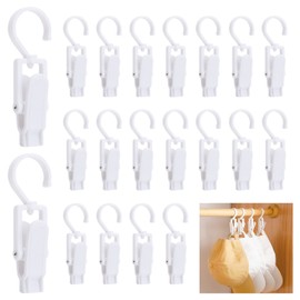 Pack of 20 Boot Clips Clothes Peg Hooks, Plastic Towel Clips for Hanging, Rotating Tea Towels, Hanging Trouser Hanger, Clip, White