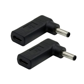 USB C to DC 4.5 x 3.0mm Adapter, 100W PD USB C Female to 20V DC Male, PD Type C to 4.5 x 3.0 mm Adapter Made for Dell Laptop Series Right Angle L-Shaped Connector, 2-Pack (4.5x3.0mm for Dell)