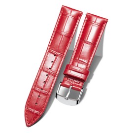 BINLUN Leather Watch Band Genuine Calfskin Replacement Watch Strap Quick Release Crocodile Pattern 10 Colors 13 Sizes for Men Women（Red,16MM）
