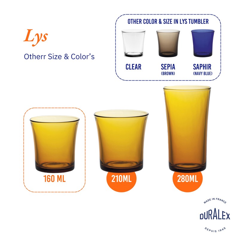 Duralex 21-0228-00 Amber 160cc Set of 4