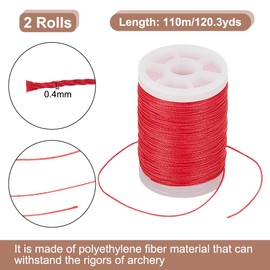 NBEADS 220M Archery Bow String Serving Thread, 0.4mm Plastic Bowstring Serving Thread String Serving Thread for Compound Recurve Bow Tying Peep Sight Nock Point, Red