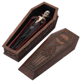 Veronese Design 8 1/4 Inches Classic Vampire Coffin with Count Dracula Hand Painted Movie Creature Horror Collectible Figurine