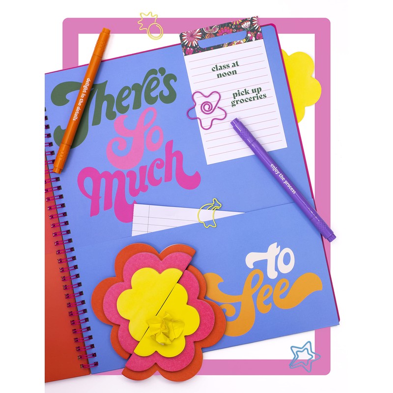 ban.do Yellow/Pink/Red Flower-Shaped Sticky Notes, Fun Office Supplies Set Includes