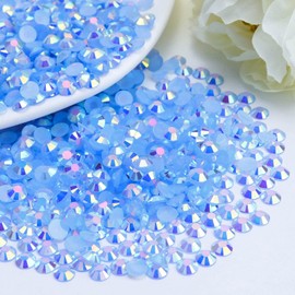 Briskbloom 2000PCS 4mm Resin Flatback Rhinestone, Light Blue / Sky Blue AB Flatback Jelly Resin Rhinestones for Mugs, Bottles, Tumblers, Craft Decoration, Loose Bling Glitter Diamond Stone