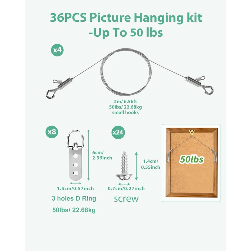 Stalishare Picture Hanging Wire Kit, 4Pcs Adjustable Frame Wire 2m