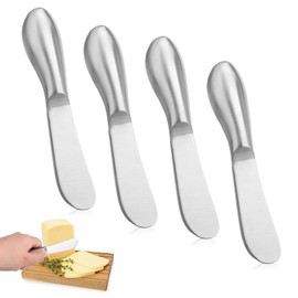 SKENGWEL 4 Stück Buttermesser, Edelstahl Buttermesser Klein Edelstahl Brotzeitmesser Set Kleine Brot Creme Messer Marmeladenmesser und Butter-Käse-Spatel für Sahne und Käse(13.5 cm x 2.5CM)