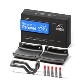 Borgen Bicycle Wall Mount - Road Bike Holder - Frame and Bicycle Gentle up to 18 kg, Minimalist - Road Bike Wall Mount Horizontal